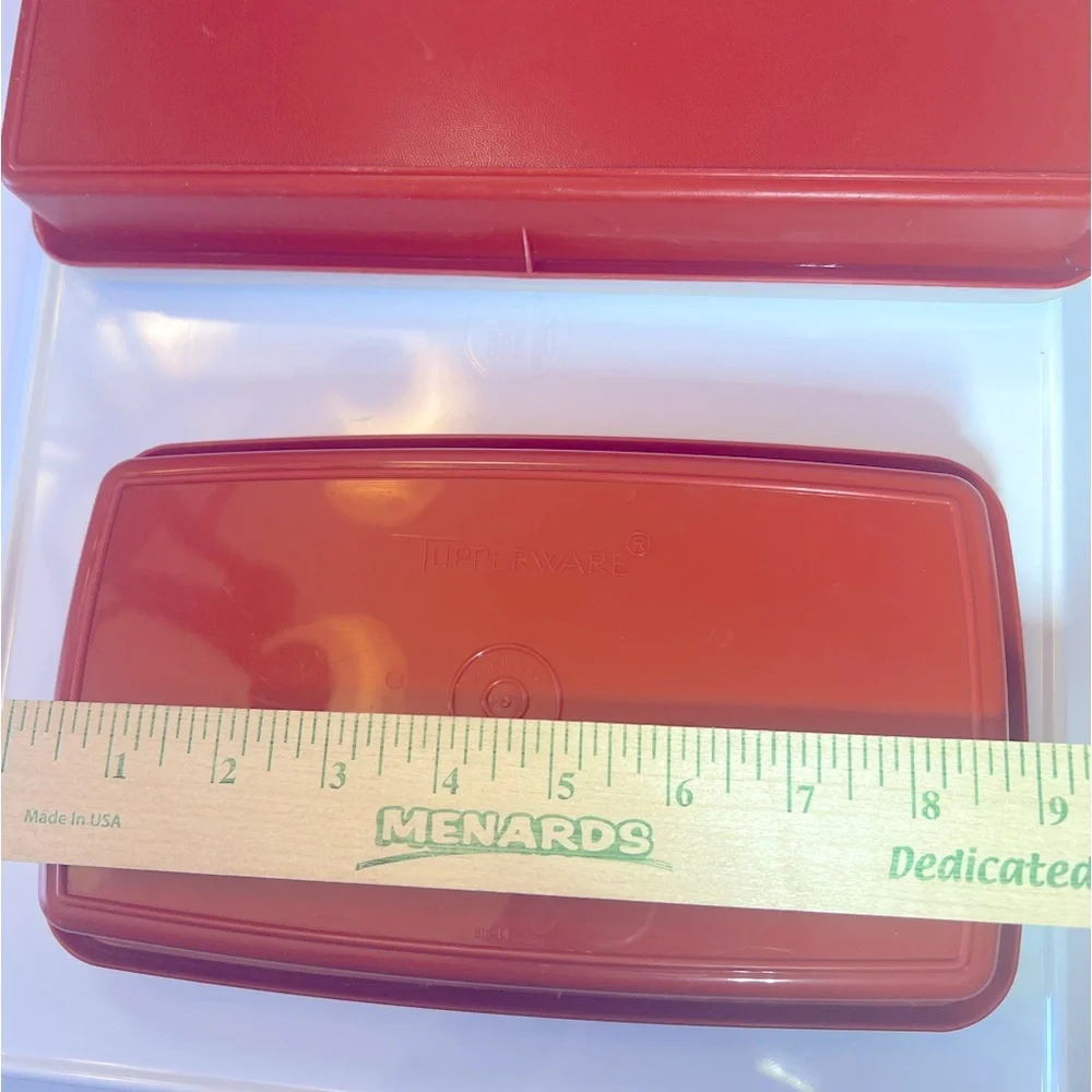 Two Vintage Tupperware Paprika Red Deli Storage Containers.  Two Sizes.